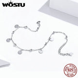 925 Silver Anklet Round Sequin Anklets for Women
