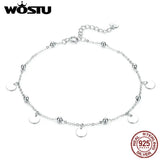 925 Silver Anklet Round Sequin Anklets for Women