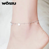 925 Silver Anklet Round Sequin Anklets for Women