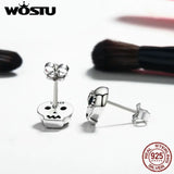 925 Sterling Silver Halloween Skeleton Skull Stud Earring