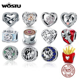 925 Silver Heart Infinity Charm Bracelet Pendant Beads