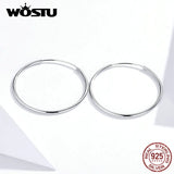 925 Silver Big Circle Hoops Earrings Round Studs For Women Party