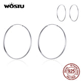 925 Silver Big Circle Hoops Earrings Round Studs For Women Party