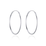 925 Silver Big Circle Hoops Earrings Round Studs For Women Party