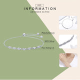 925 Silver Glitter Oval CZ Stone Adjustable Bracelet