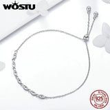 925 Silver Glitter Oval CZ Stone Adjustable Bracelet