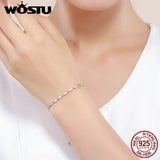 925 Silver Glitter Oval CZ Stone Adjustable Bracelet