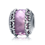 925 Silver Colorful Crystal Round Charm Dangle Bracelet Women Fine Jewelry