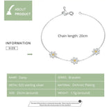 925 Silver Daisy Flower Bracelet Women Wedding Lover Original 925 Jewelry