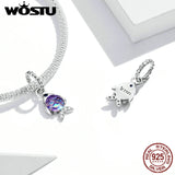 925 Sterling Silver Double Love Bead Fish Charm Snowman Pendant DIY Jewelry