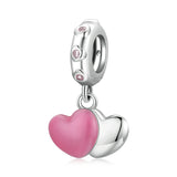 925 Sterling Silver Double Love Bead Fish Charm Snowman Pendant DIY Jewelry