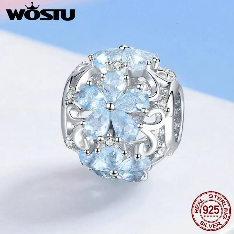 925 Sterling Silver Daisy Charm Beads for DIY Bracelet Making
