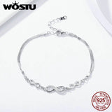 925 Sterling Silver Infinity Chain Link Bracelet Adjustable Women Bracelet