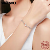 925 Silver Infinity Chain Link Bracelet Adjustable Women Jewelry