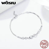 925 Sterling Silver Infinity Chain Link Bracelet Adjustable Women Bracelet