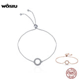 925 Silver Glitter Circle Chain Bracelet Women CQB030