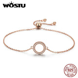 925 Silver Glitter Circle Chain Bracelet Women CQB030