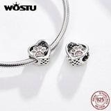 925 Sterling Silver Heart Charm Dangle Mum Beads Fit Charm Bracelet Bangle