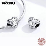 925 Sterling Silver Heart Charm Dangle Mum Beads Fit Charm Bracelet Bangle