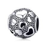 925 Sterling Silver Heart Charm Dangle Mum Beads Fit Charm Bracelet Bangle