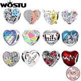 925 Silver Heart Dangle Charm Beads for Bracelets Jewelry Gift