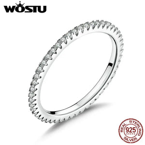 925 Silver Stackable Zircon Rings Wedding Women's Jewelry