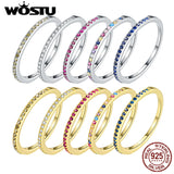 925 Silver Stackable Zircon Rings Wedding Women's Jewelry