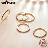 925 Silver Stackable Zircon Rings Wedding Women's Jewelry