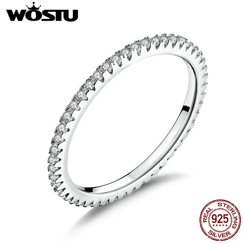925 Silver Stackable Zircon Rings Wedding Women's Jewelry