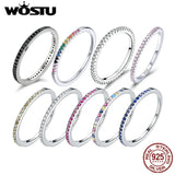 925 Silver Stackable Zircon Rings Wedding Women's Jewelry