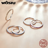 925 Silver Stackable Zircon Rings Wedding Women's Jewelry