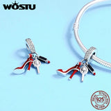 925 Silver Shoes Mirror Pendant Beads Charm Bracelet Jewelry