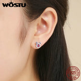 925 Silver Fairy Tale Mouse Stud Earrings Wedding Fine Jewelry Gift