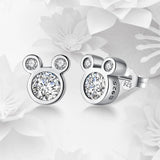 925 Silver Fairy Tale Mouse Stud Earrings Wedding Fine Jewelry Gift