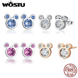925 Silver Fairy Tale Mouse Stud Earrings Wedding Fine Jewelry Gift