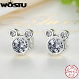 925 Silver Fairy Tale Mouse Stud Earrings Wedding Fine Jewelry Gift