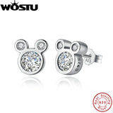 925 Silver Fairy Tale Mouse Stud Earrings Wedding Fine Jewelry Gift