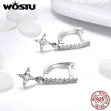 925 Silver Dazzling Stars Drop Earrings For Women Jewelry Gift