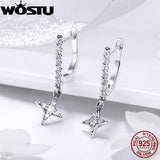 925 Silver Dazzling Stars Drop Earrings For Women Jewelry Gift