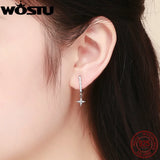 925 Silver Dazzling Stars Drop Earrings For Women Jewelry Gift