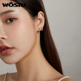 925 Sterling Silver Zircon Stone Hoop Earrings Women Jewelry Gift