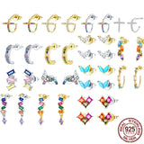925 Sterling Silver Zircon Stone Hoop Earrings Women Jewelry Gift
