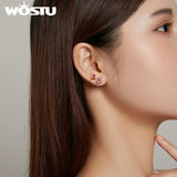 925 Sterling Silver Zircon Stone Hoop Earrings Women Jewelry Gift