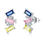 925 Sterling Silver Zircon Stone Hoop Earrings Women Jewelry Gift