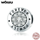 925 Sterling Silver Family Forever Charm for DIY Beads Bracelet CQC814