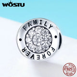 925 Sterling Silver Family Forever Charm for DIY Beads Bracelet CQC814