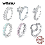 925 Silver Heart CZ Lucky Circle Finger Ring Women Jewelry