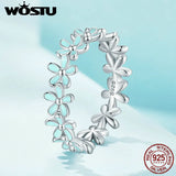 925 Silver Heart CZ Lucky Circle Finger Ring Women Jewelry