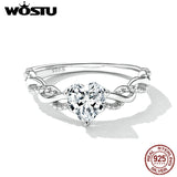 925 Silver Heart CZ Lucky Circle Finger Ring Women Jewelry