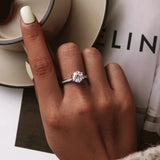 925 Silver Heart CZ Lucky Circle Finger Ring Women Jewelry